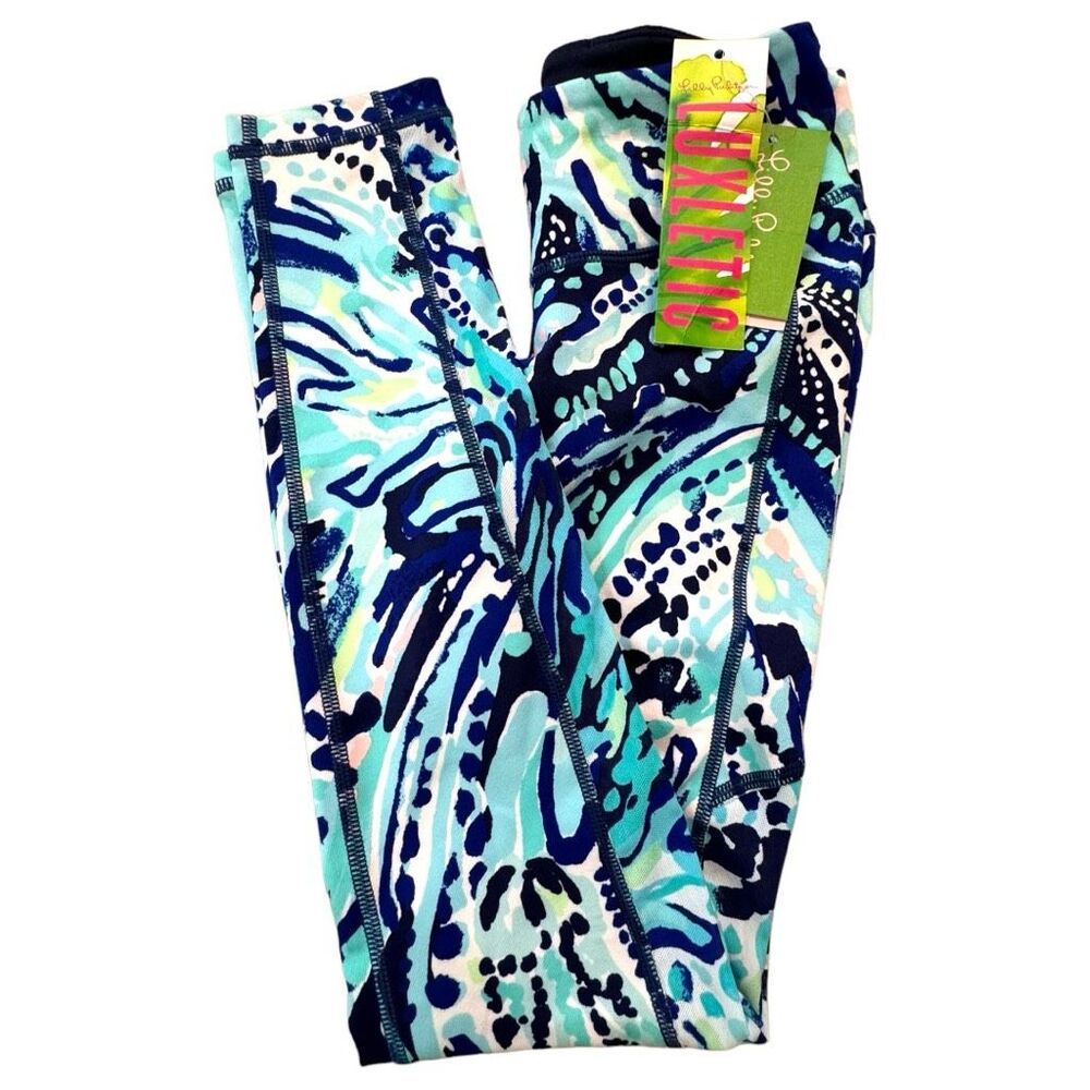 Lilly Pulitzer Luxletic Weekender Leggings XXS NWT Crash the Bash Bright Blue UP